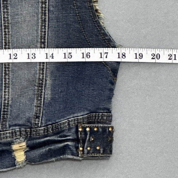 Vintage Gold Mine Women Jacket L Denim Vest Eagle Embroidered Stud Western Biker - Picture 13 of 16